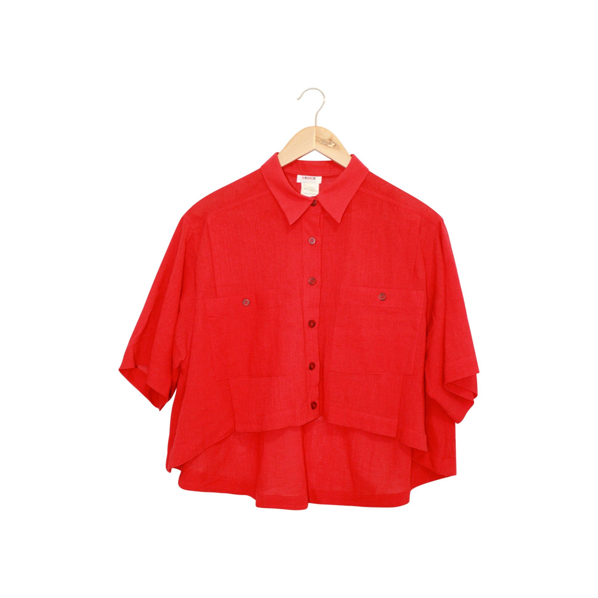 Rodier Cropped Short Sleeved Shirt Collar Shirt